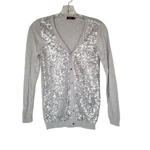 Wills Clublife Silver Sequin Cardigan Sweater Women's Party Holiday S/M
